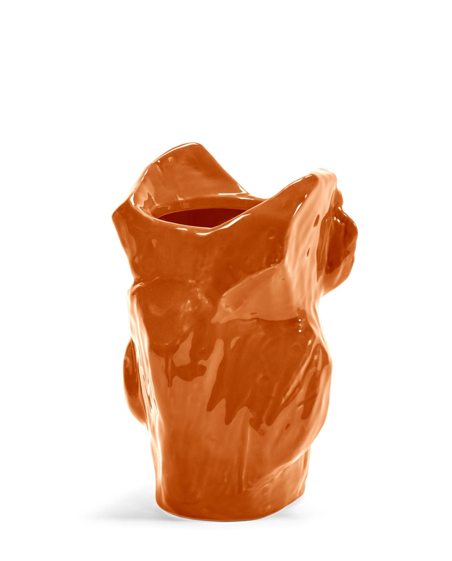 Orangefarbene Eule Vase von Serax: Keramik Blumenvase in Eulenform, modernes Wohndekor.