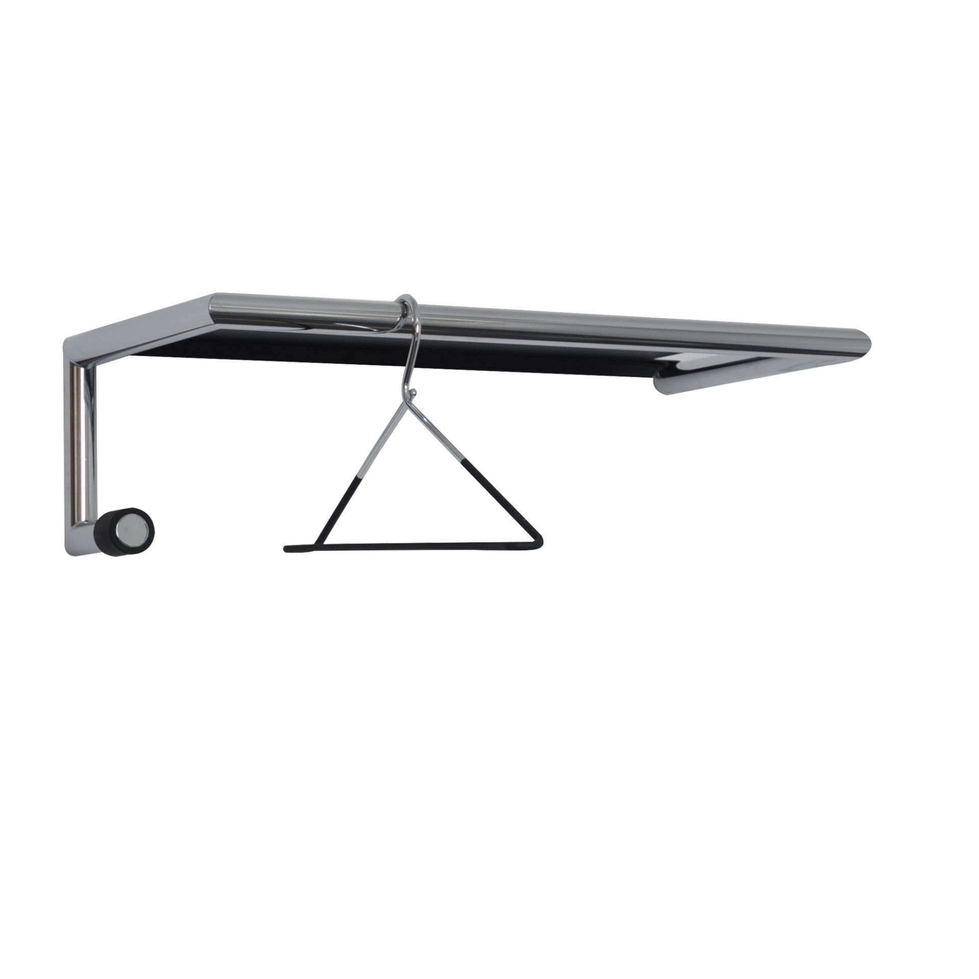 Link 55 Wandgarderobe mit Hutablage Mox aus verchromtem Stahl, inklusive Kleiderbügel.