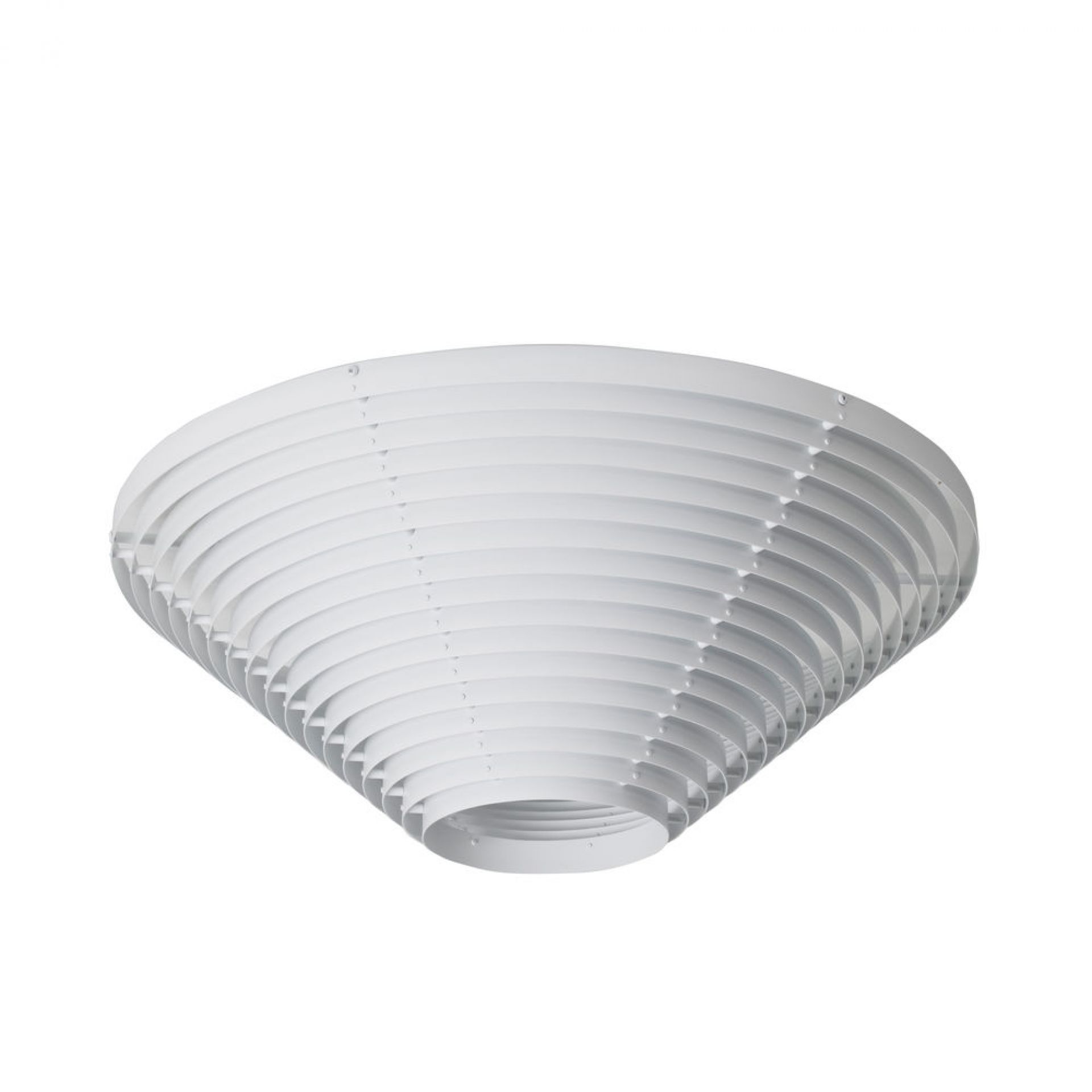 Weiße Artek Deckenleuchte mit Lamellenstruktur für indirekte Beleuchtung, modernes Design.