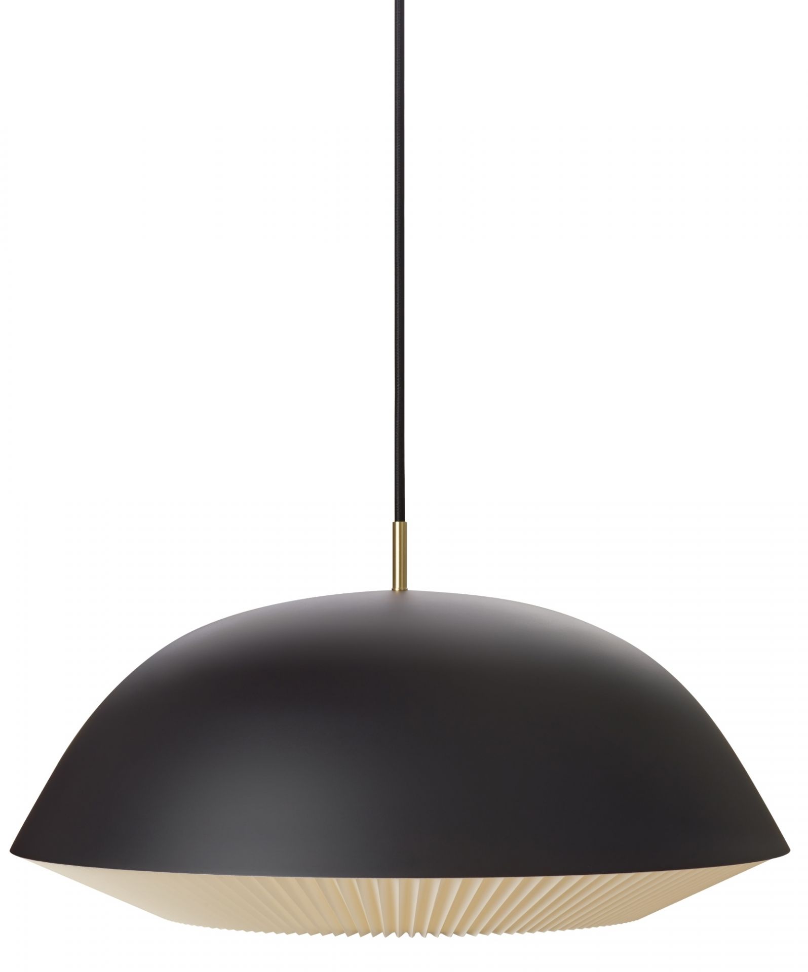 Schwarze Cache Pendelleuchte von Le Klint mit plissiertem Lampenschirm für stilvolle Beleuchtung.