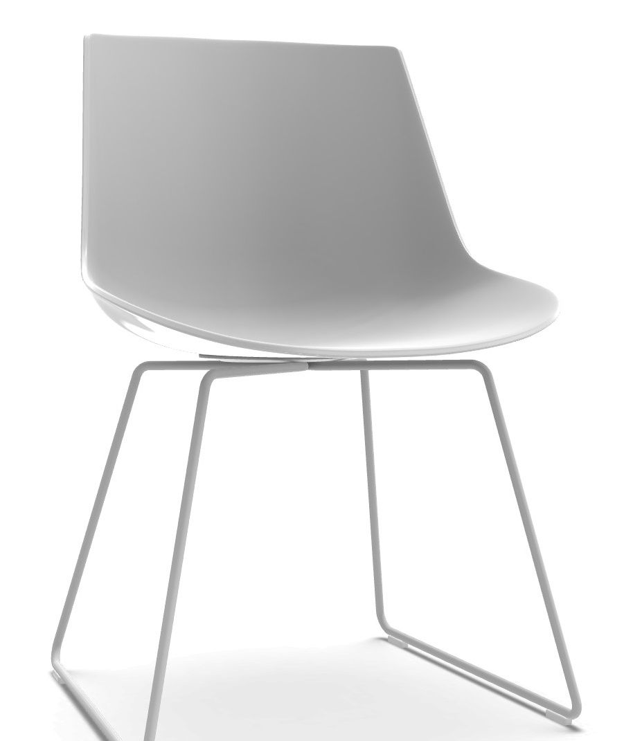Weißer Flow Chair Stuhl mit Kufengestell von MDF Italia, mattes Design für modernes Wohnen.