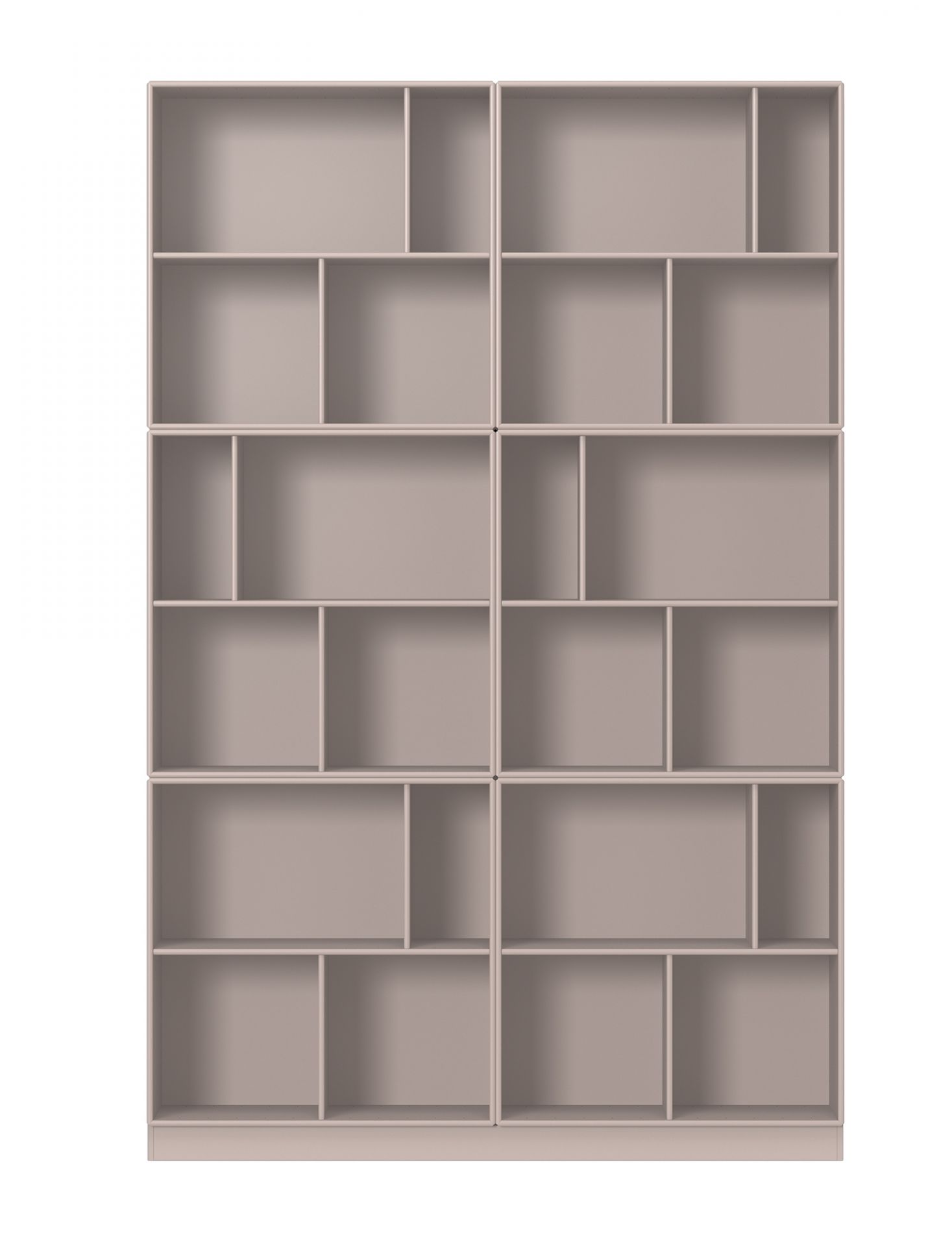 READ Bücherregal in Mushroom Montana Farbe, modernes Design mit verschiedenen Fächern für Bücher und Dekoration.