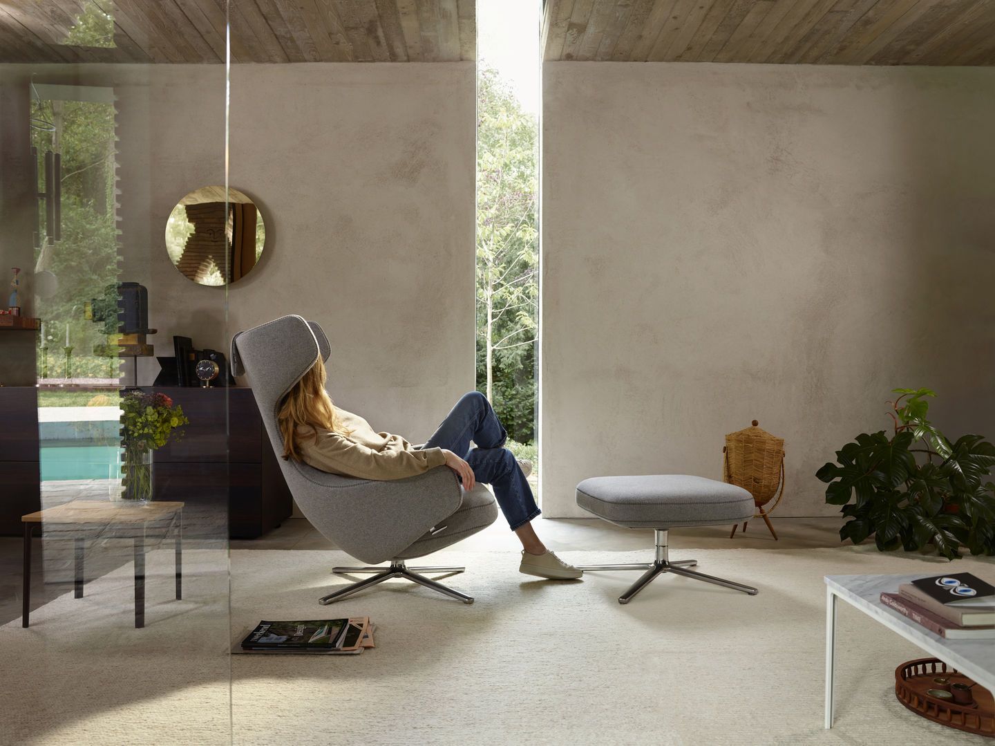 Grand Repos Sessel & Ottoman Vorzugskombination Vitra Cosy Kieselstein 40 cm