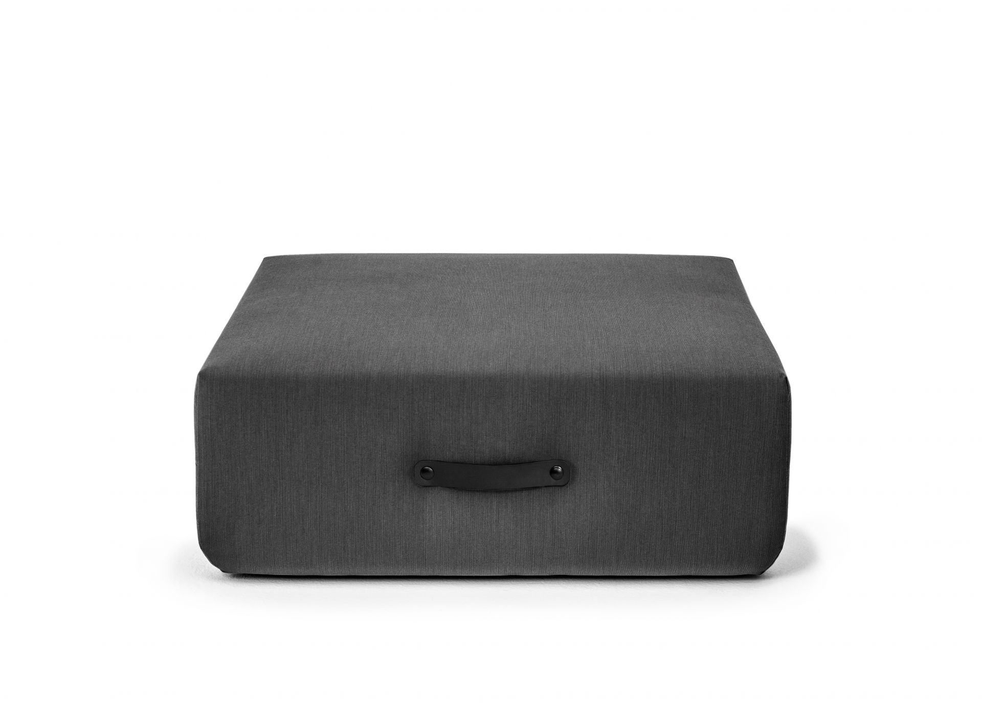 Anthrazitfarbener Conmoto Miami Outdoor Hocker mit Tragegriff für Garten und Terrasse.