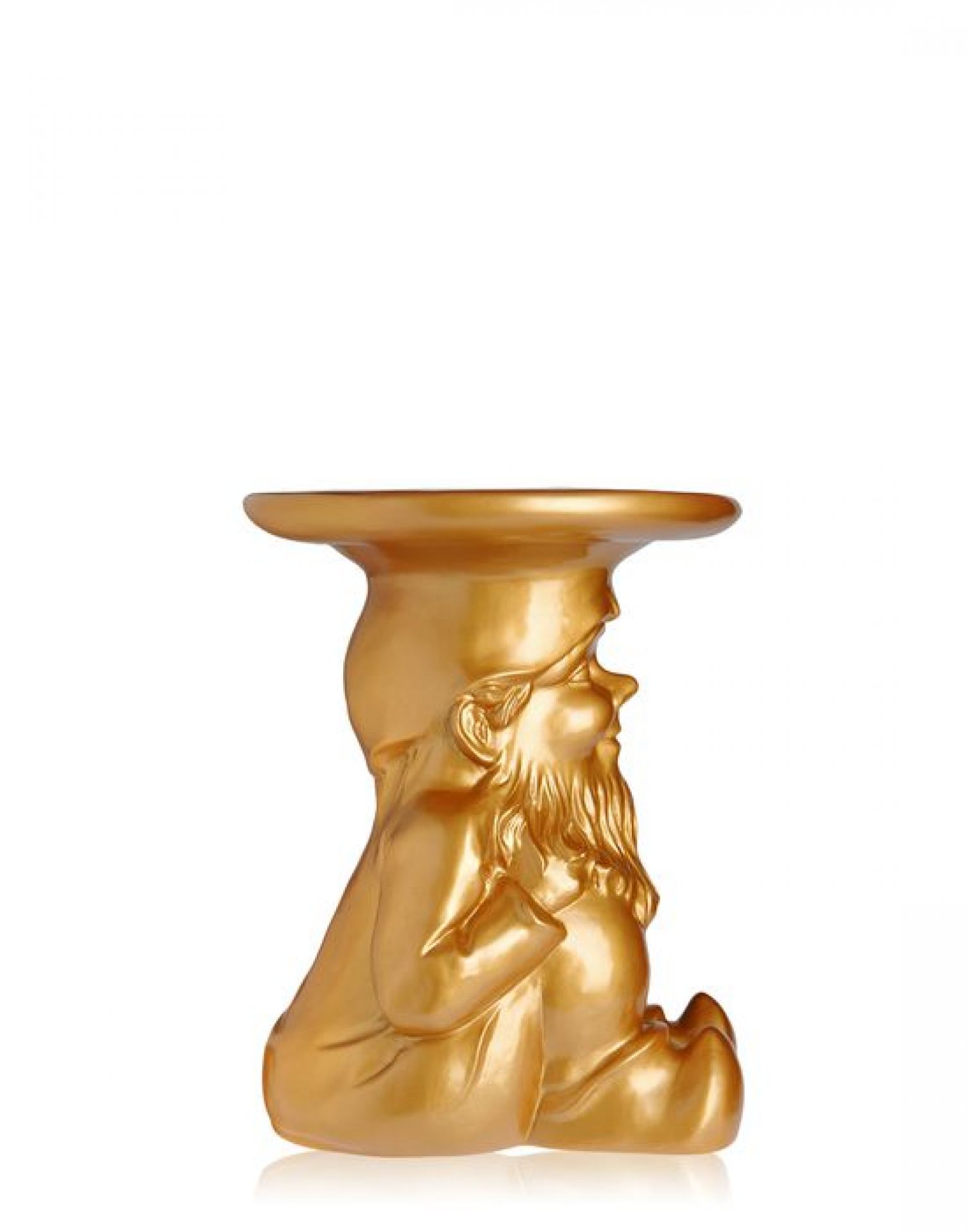 Goldener Gartenzwerg "Gnomes" von Kartell, als Beistelltisch oder Hocker für den Garten.
