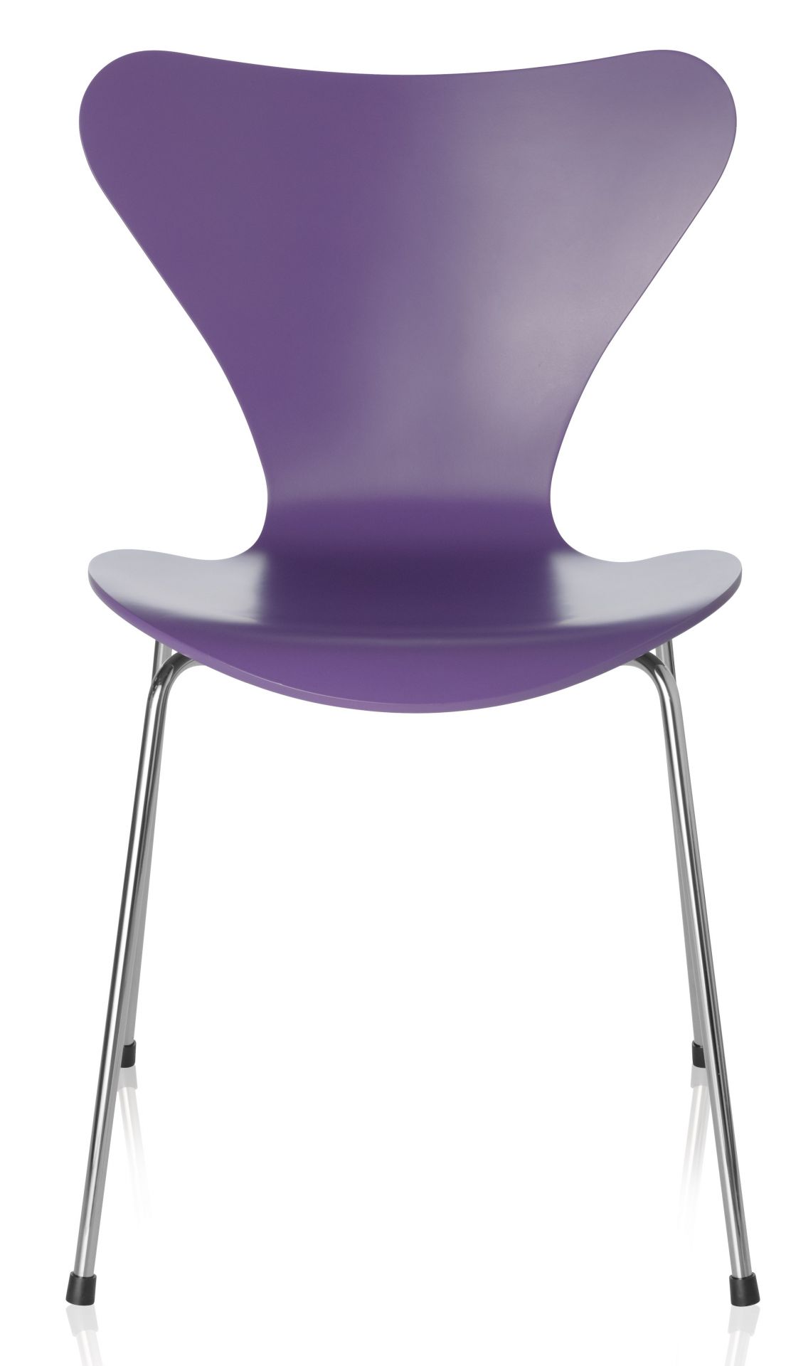 Lila Siebener Stuhl (Serie 7) von Fritz Hansen mit Chromgestell, modernes Design.