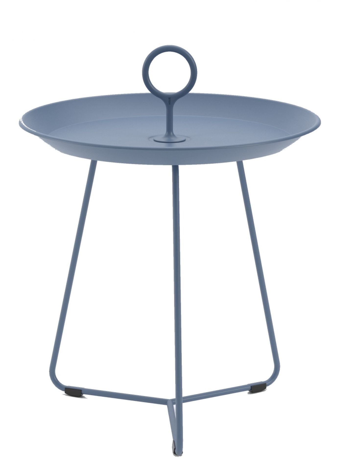 Blauer Eyelet Beistelltisch von Houe für drinnen und draußen mit rundem Griff.