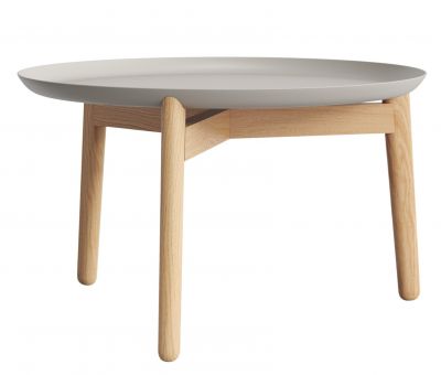 Plaisir Beistelltisch: Graue Aluminium Tischplatte mit hellem Holzgestell, ideal als kleiner Couchtisch oder Nachttisch.