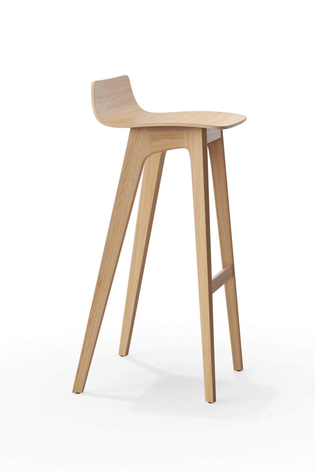 Morph Barhocker mit Sitzhöhe 65 cm aus Eiche, modernes Design für Küche und Bar.