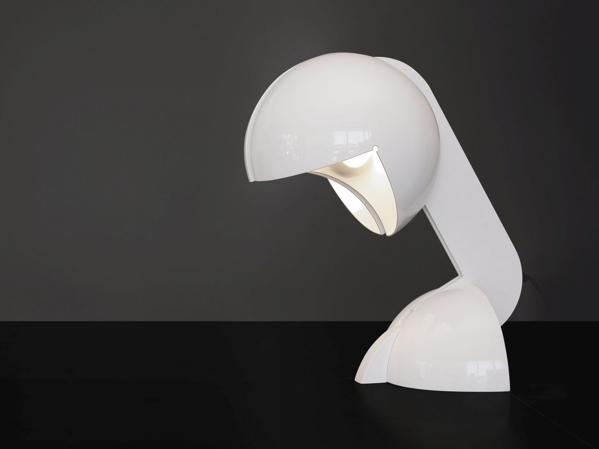 Weiße Ruspa Tischleuchte von Martinelli Luce, modernes Design, Schreibtischlampe mit indirektem Licht.