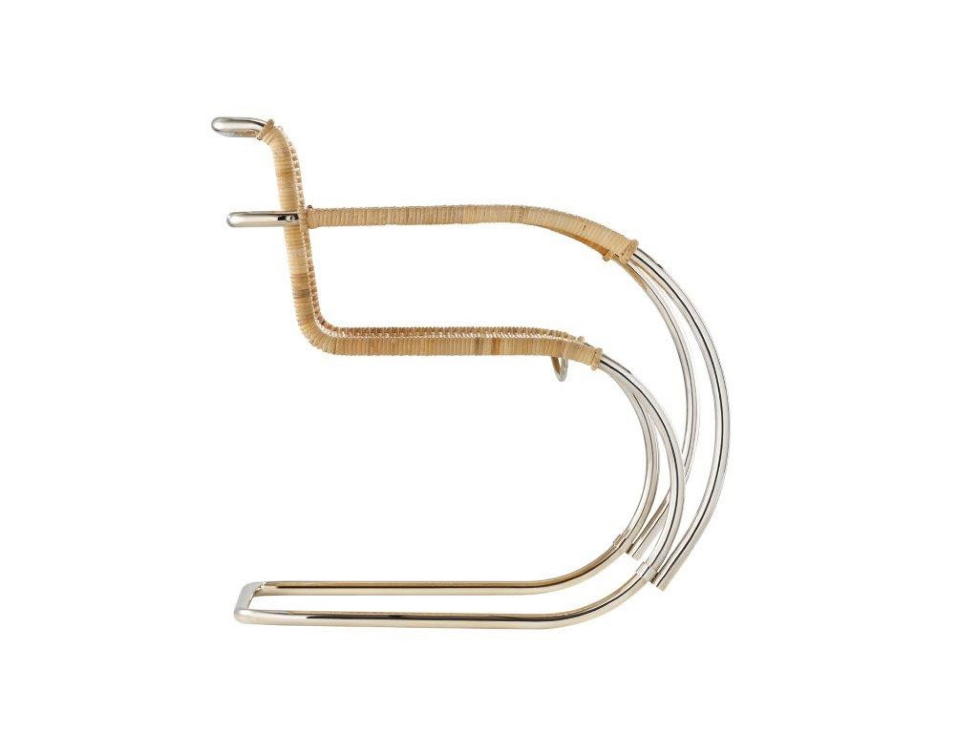 Weißenhof Armlehnenstuhl D42 Tecta, Stahlrohrstuhl mit Wiener Geflecht, modernes Design für Esszimmer und Wohnbereich.