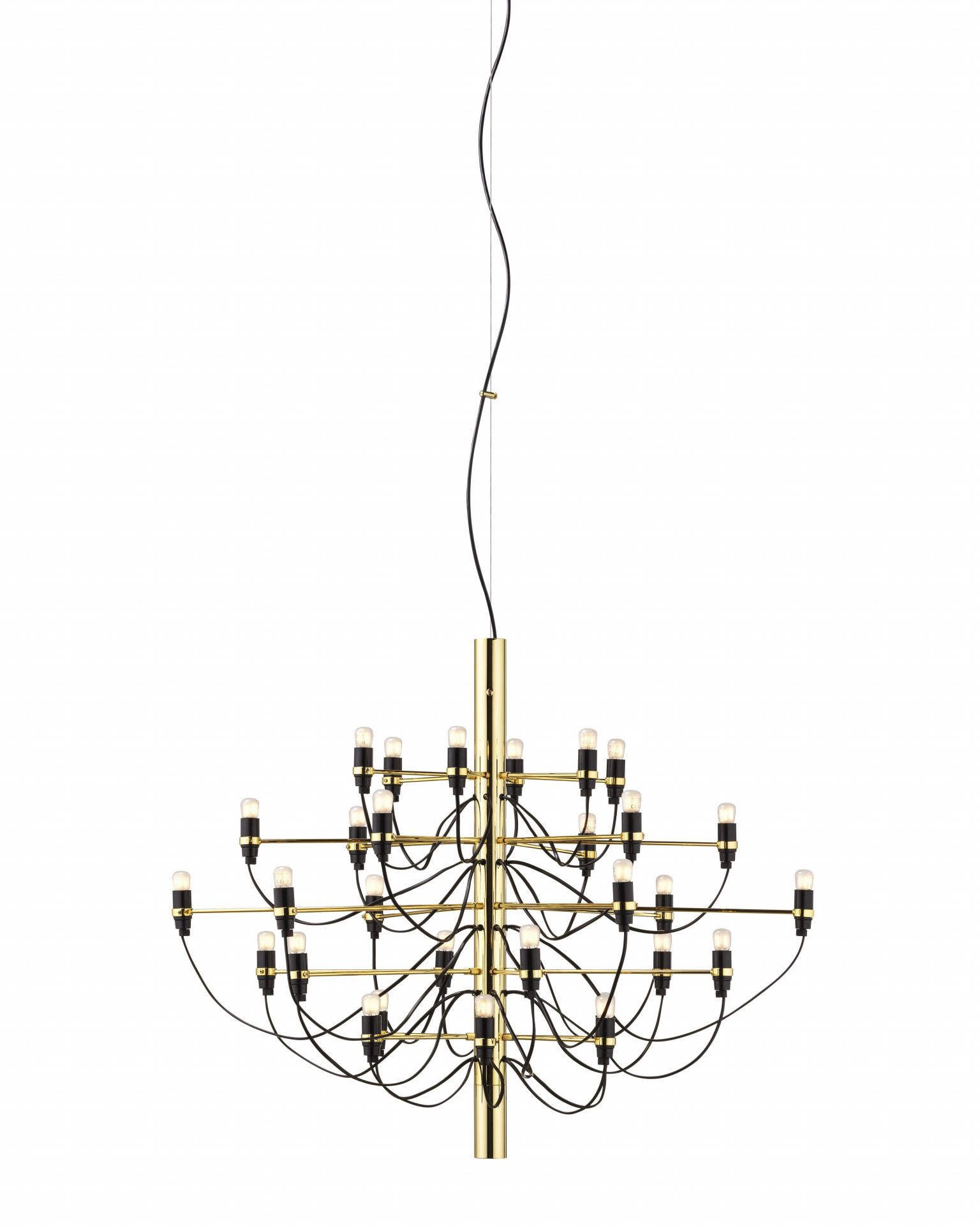 Flos 2097/30 Messing Kronleuchter mit 30 mattierten LED-Glühbirnen, modernes Design für Wohnräume.