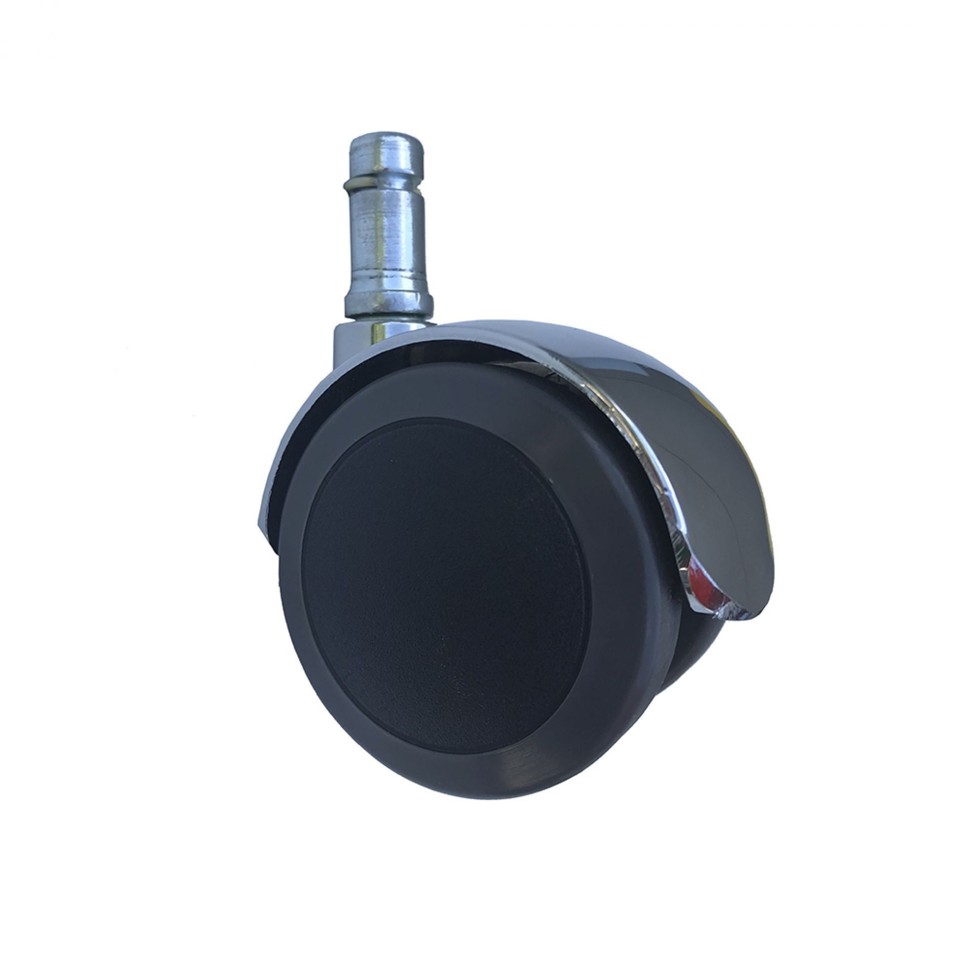 Drehstuhlrolle für Vitra Imago/Persona Bürostühle: Schwarze Doppelrolle mit Chrom-Gehäuse und Stift.