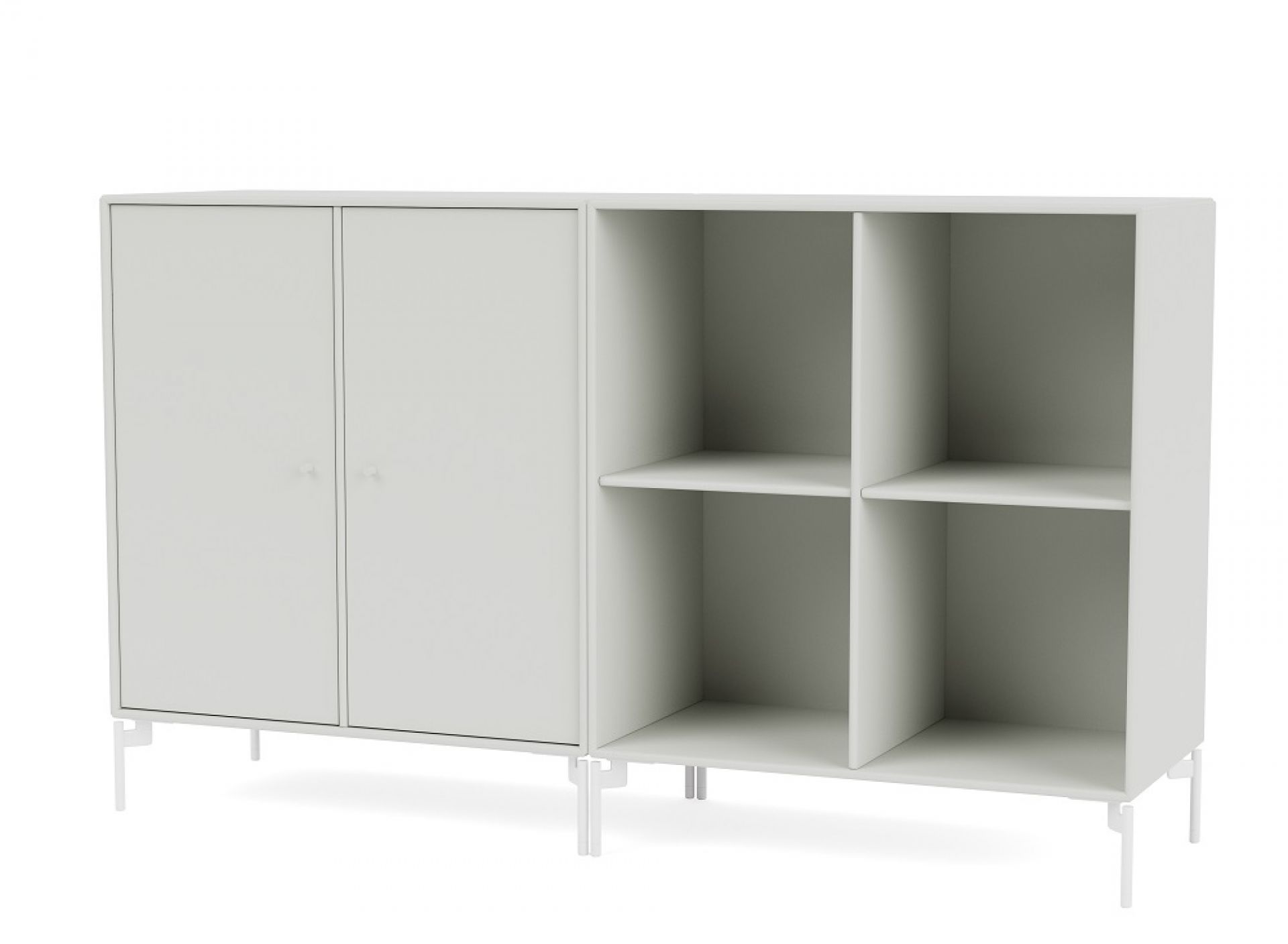 Pair Sideboard von Montana in Nordic Snow: Modernes Sideboard mit Türen und offenen Regalfächern.