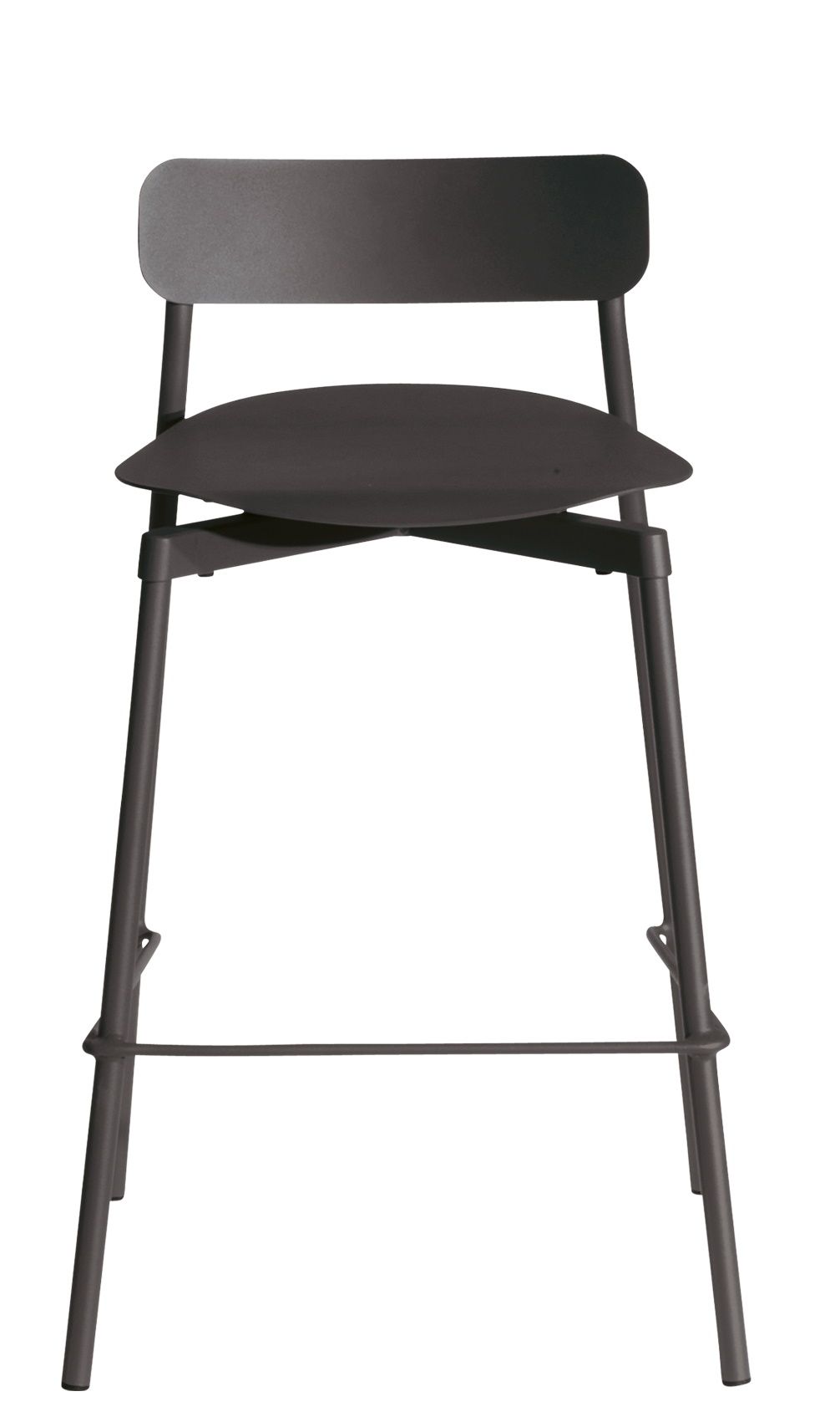 Fromme Barhocker von Petite Friture, H 65 cm, dunkelgrau, Metall, modernes Design.