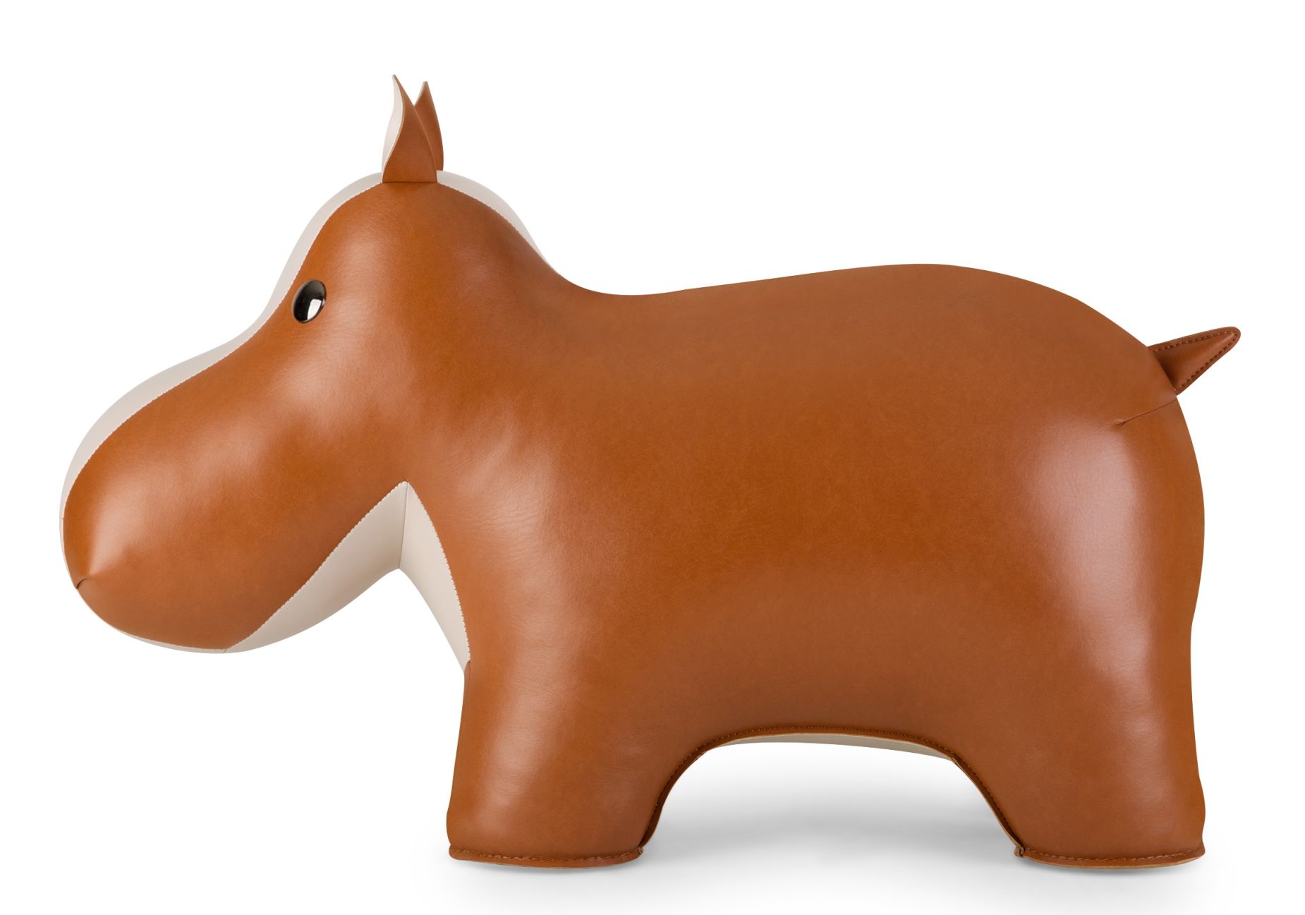 Brauner Hippo Hocker von Züny aus Kunstleder, ideal als Kinderzimmer Deko und Sitzmöbel.