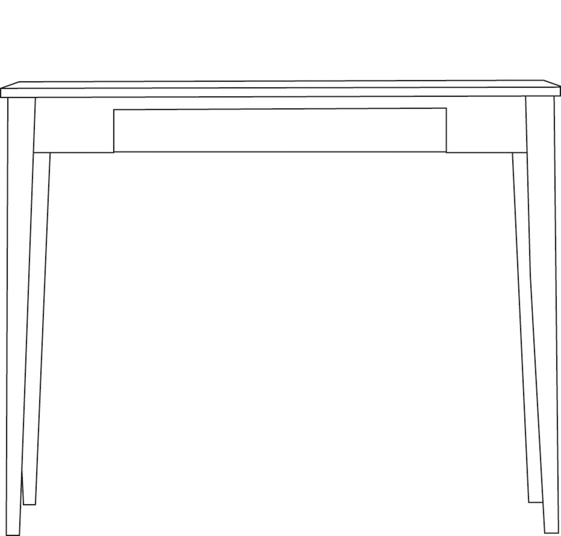 Schwarze Strichzeichnung des Bonny Beistelltischs von Jan Kurtz, minimalistisches Design mit Schublade und schlanken Beinen.