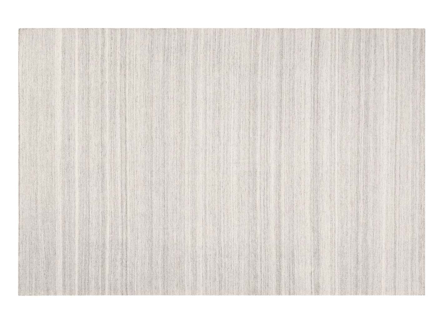 Kiva Rug Teppich Outdoor in Beige Melange mit feinen, vertikalen Streifen.