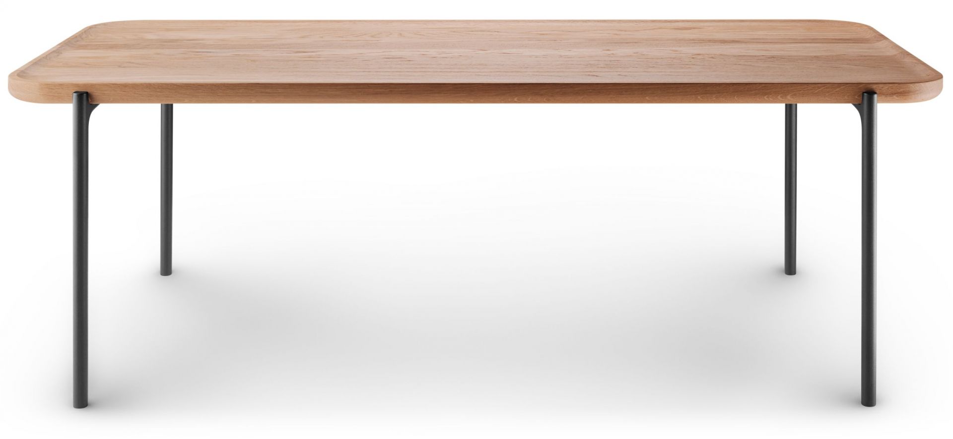 Savoye Tisch von Eva Solo, rechteckig, Eiche Natur mit schwarzen Beinen, 120x42 cm.