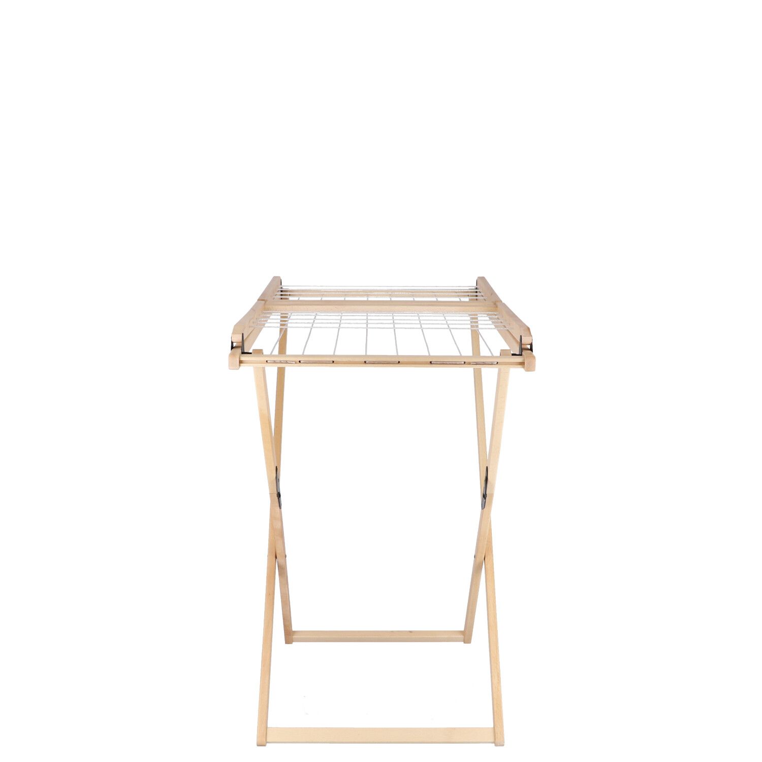 Vivo Wäscheständer von Jan Kurtz aus hellem Holz, freistehend und zusammenklappbar für den Innenbereich.