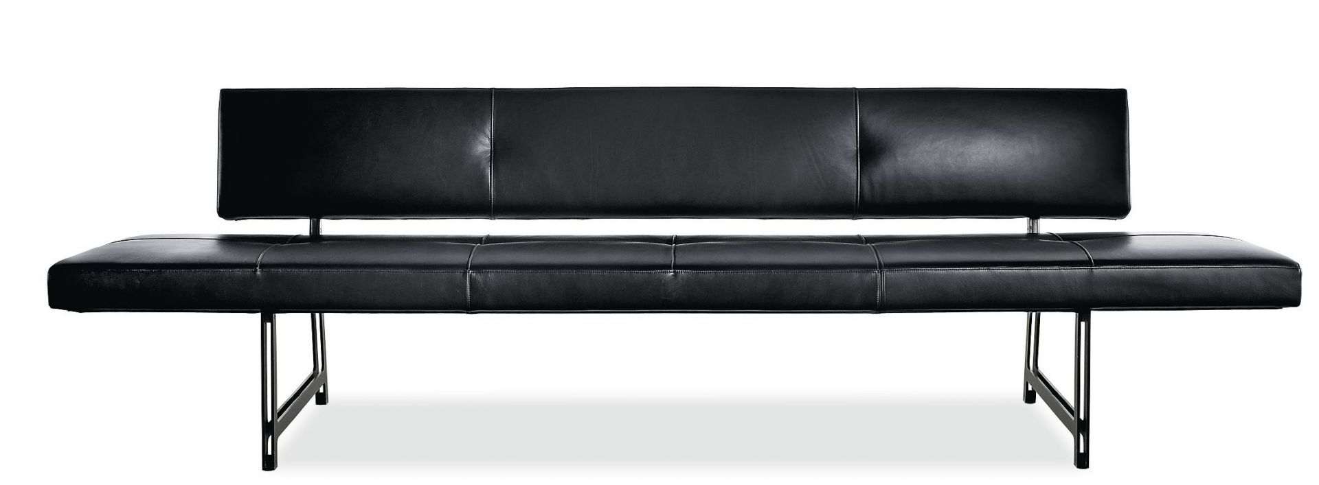 Schwarze 510 Foster Polsterbank von Walter Knoll mit Lederbezug und filigranem Metallgestell.