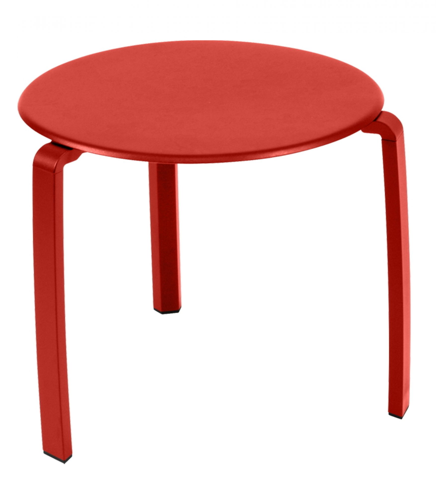 Roter Alizé Outdoor Tisch von Fermob, runder Beistelltisch für Garten und Terrasse.