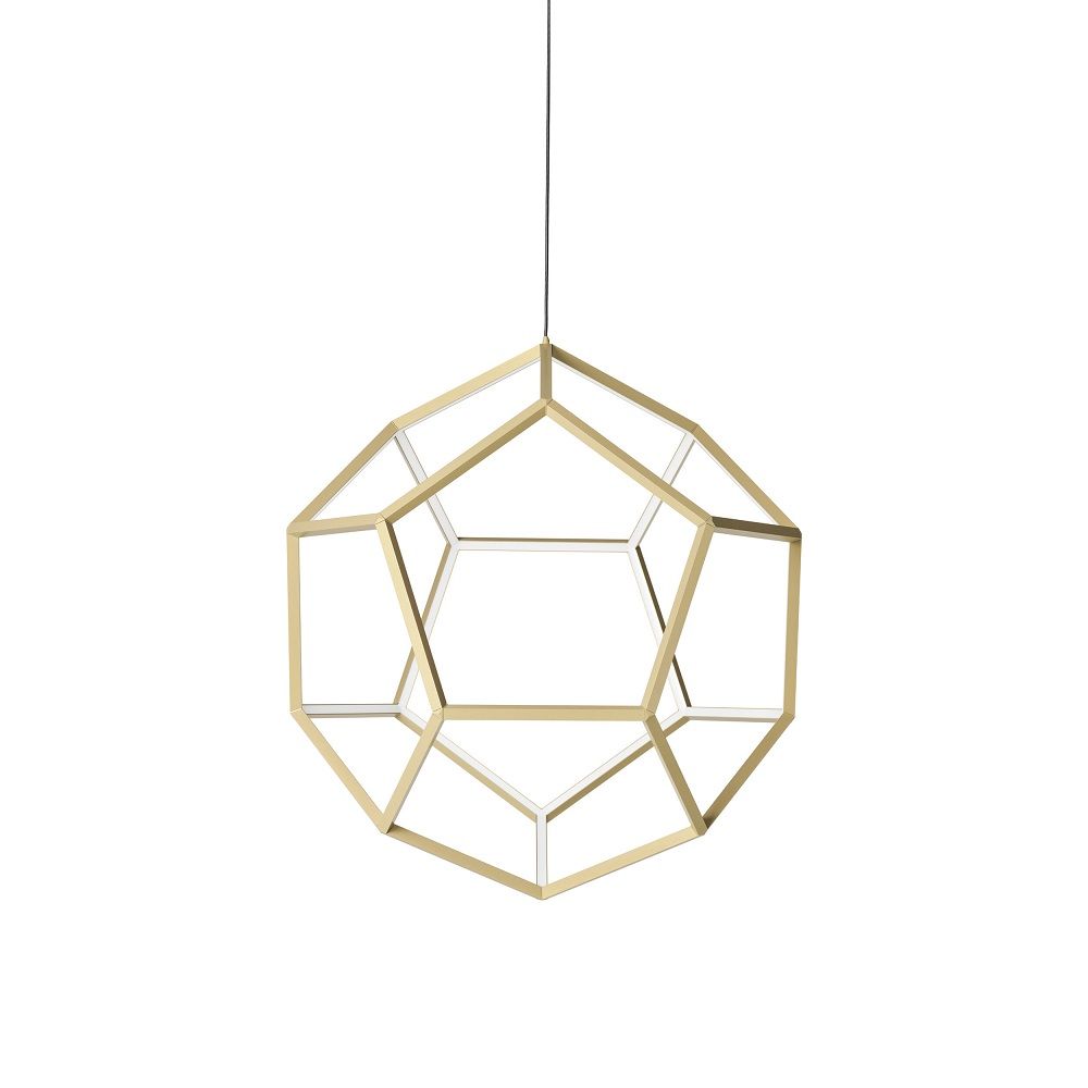 Dodeca Pendelleuchte: Goldfarbene, geometrische Hängelampe für moderne Raumbeleuchtung. Japth Design Leuchte.