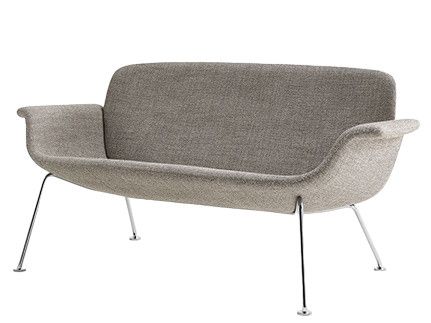 Graues KN05 Zweisitzer Sofa von Knoll International mit verchromten Beinen, modernes Design Sofa.