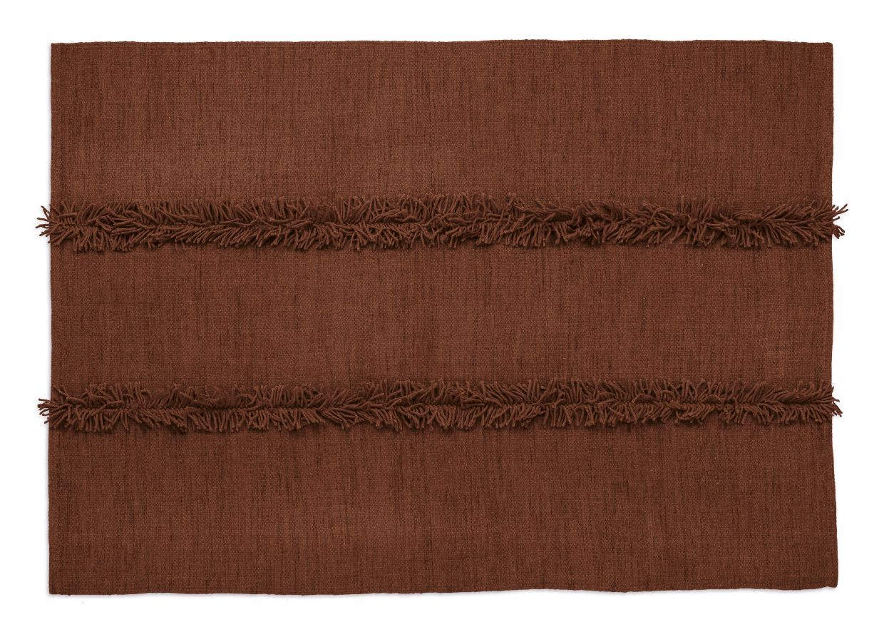 Brauner Mía Teppich von Nanimarquina, 200x300cm, mit Fransen, Textil, Bodenbelag für Wohnzimmer.
