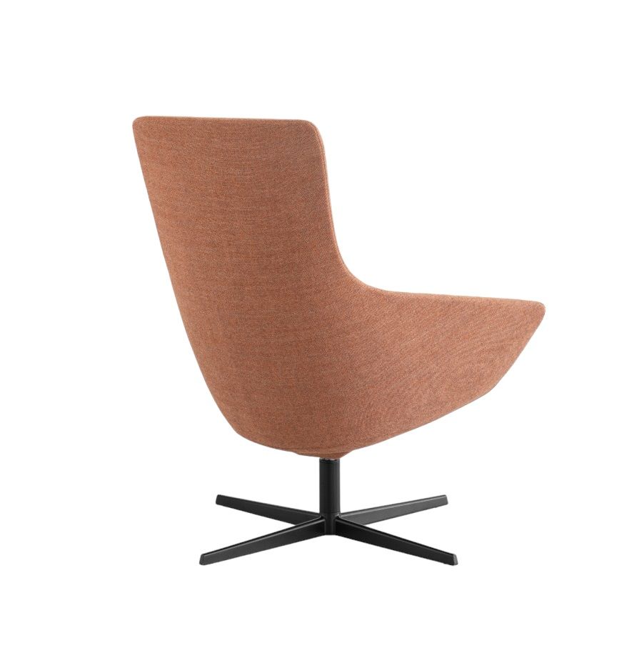 Wing Tip S281 Lounge Sessel La Palma, Stoffbezug in Orange, Drehfußkreuz in Schwarz.