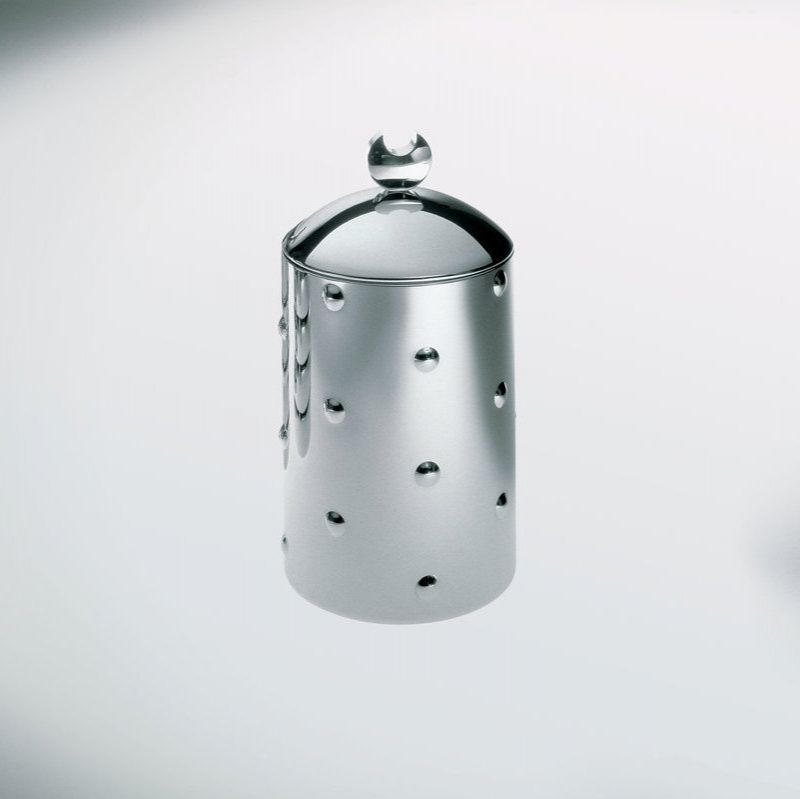 Alessi Kalisto Küchendose CB01 aus Edelstahl mit Deckel und Noppenmuster, Vorratsdose für die Küche.
