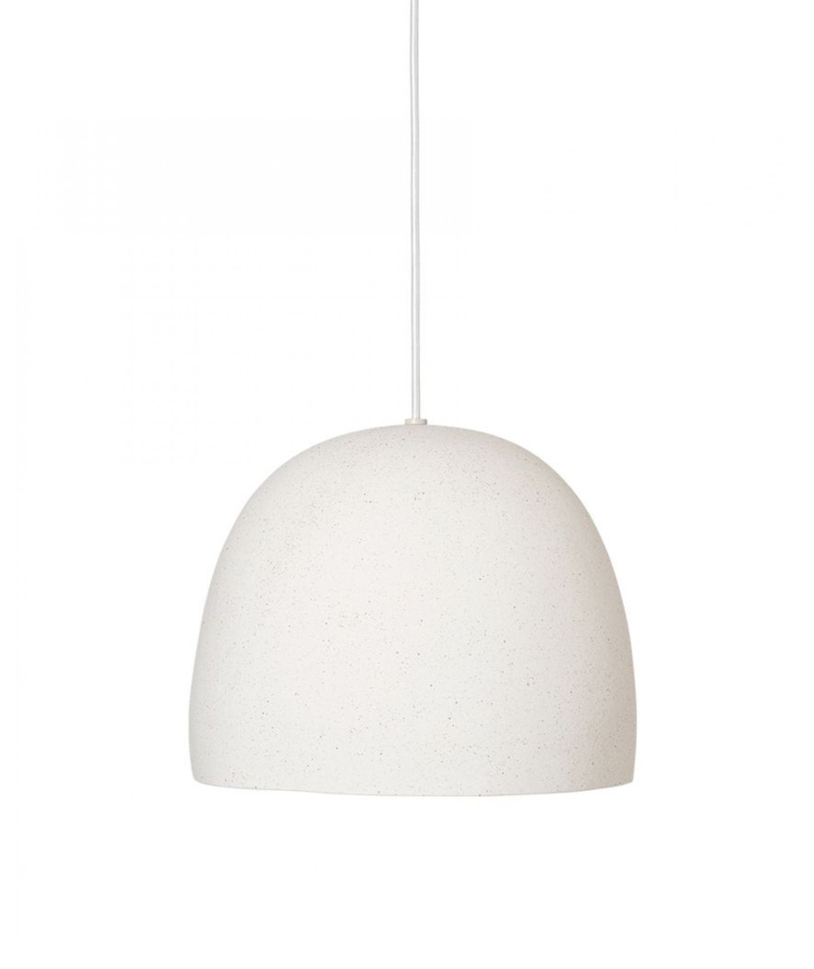 Weiße Speckle Pendelleuchte groß von Ferm Living: moderne Hängelampe mit gesprenkelter Oberfläche.