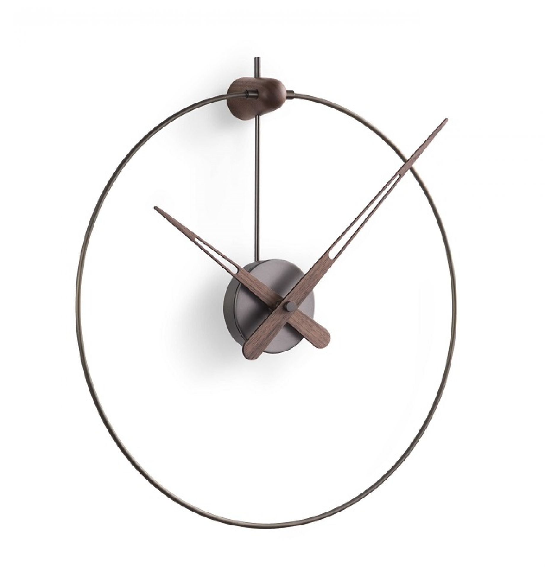 Micro Anda Clock Wanduhr von nomon in Schwarz: Moderne Wanduhr mit Holzzeigern und minimalistischem Design.