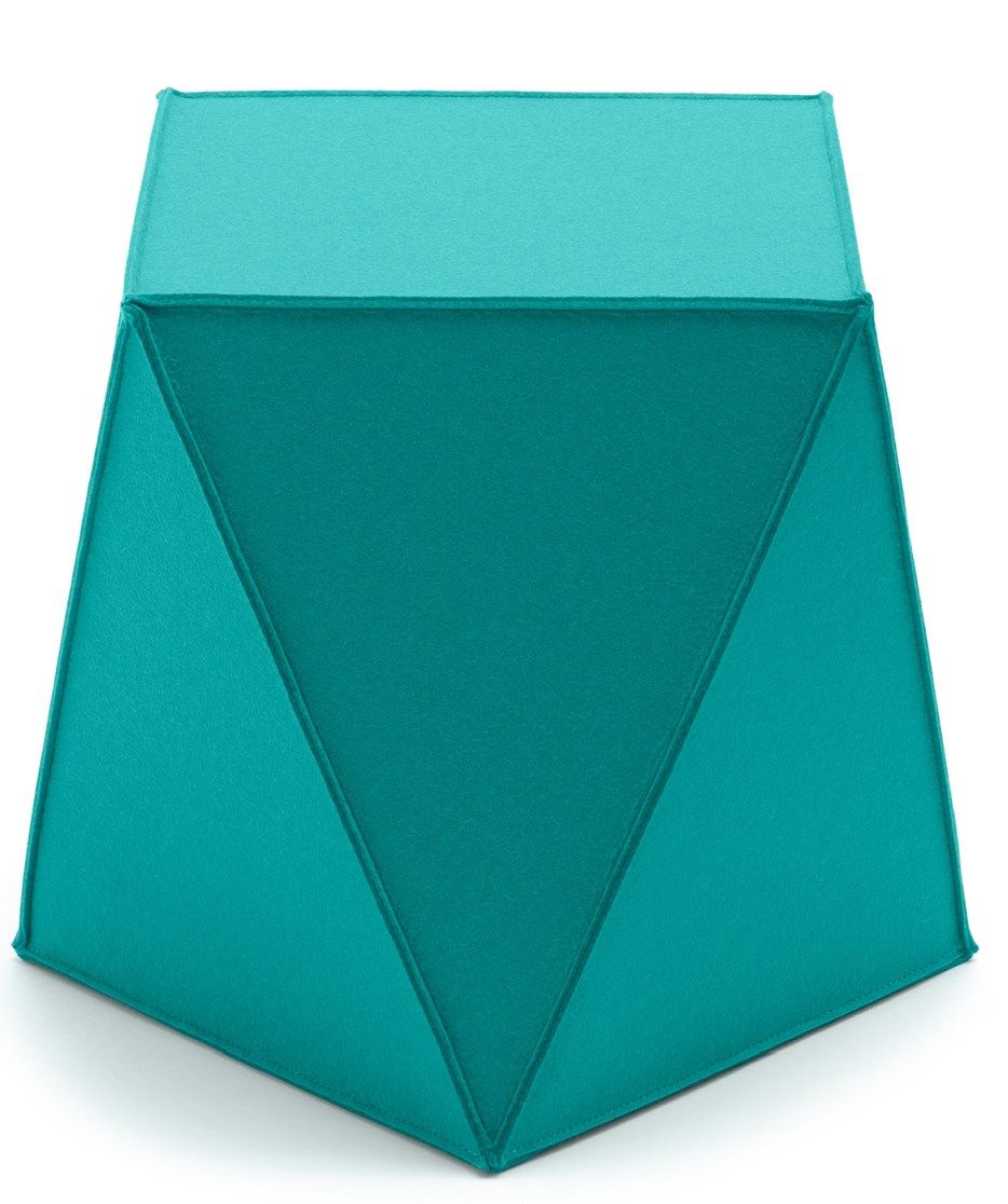 Türkisfarbener Brilli Sitzhocker von Hey Sign aus Filz, moderner Hocker für Wohnzimmer und Büro.