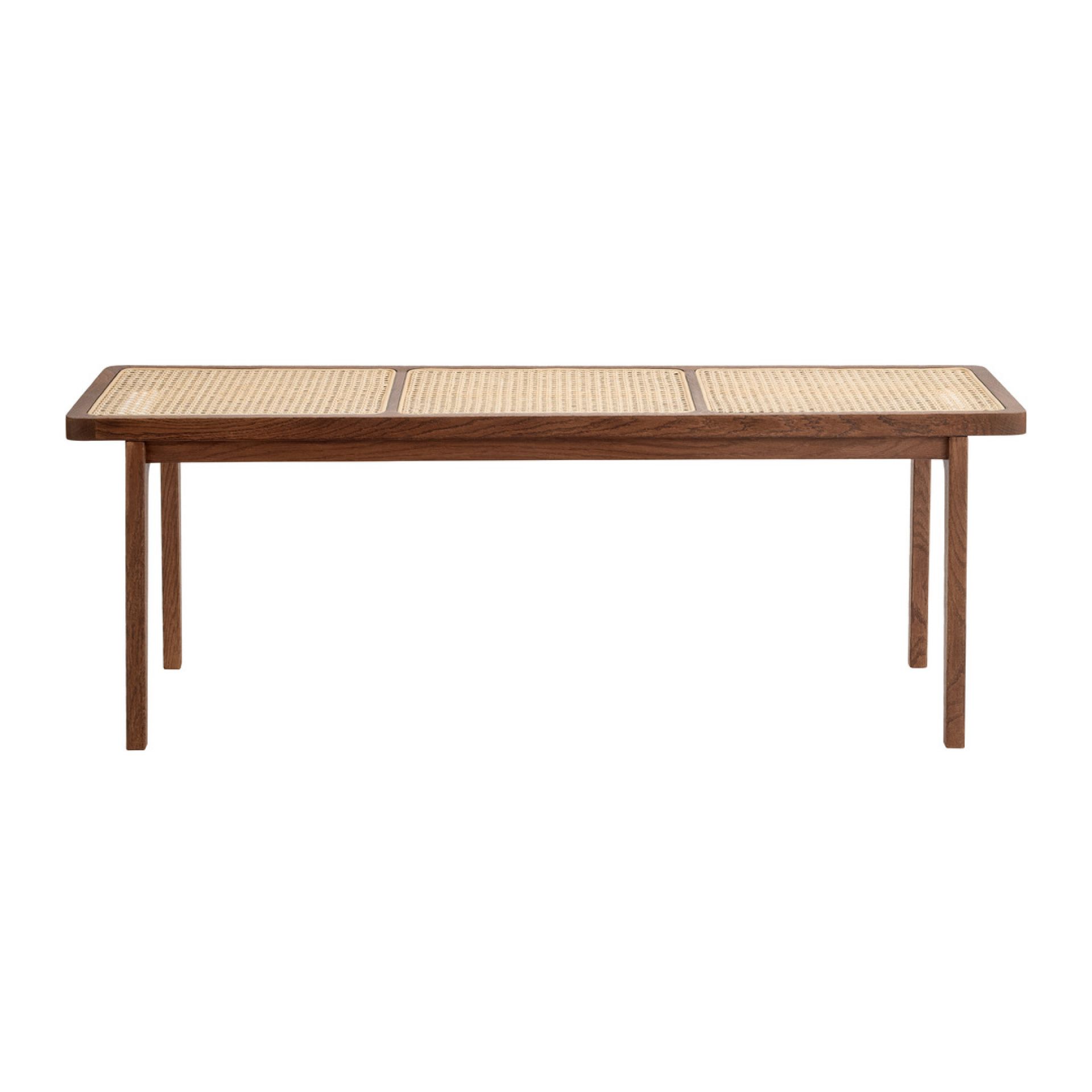 Le Roi Bank von NORR11: Geräucherte Eichenbank mit Wiener Geflecht Sitzfläche. Stilvolle Sitzbank für Wohnraum.