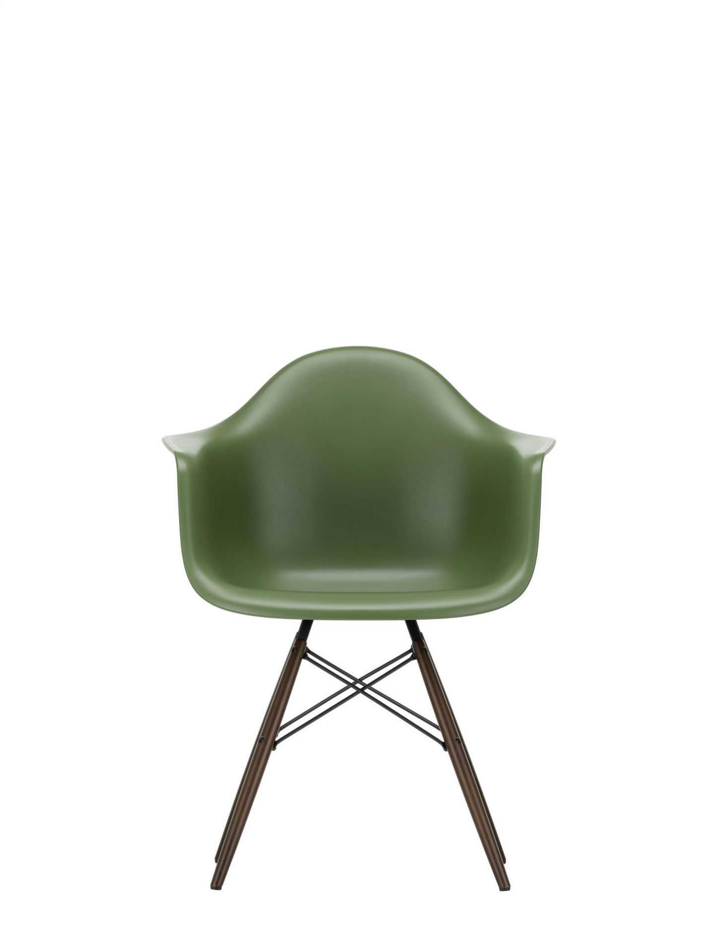 Grüner Eames Arm Chair mit Esche-Gestell von Vitra. Designklassiker für Wohnzimmer und Büro.