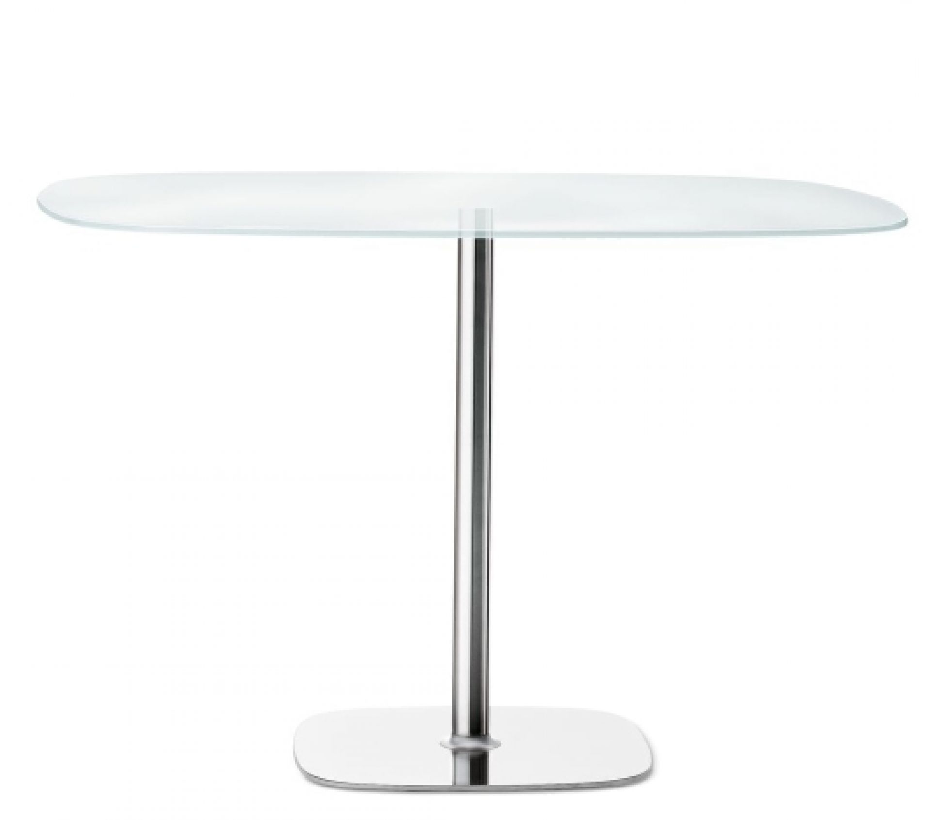 Lox Table von Walter Knoll mit Glasplatte und verchromtem Stahlfuß. Moderner Tisch.