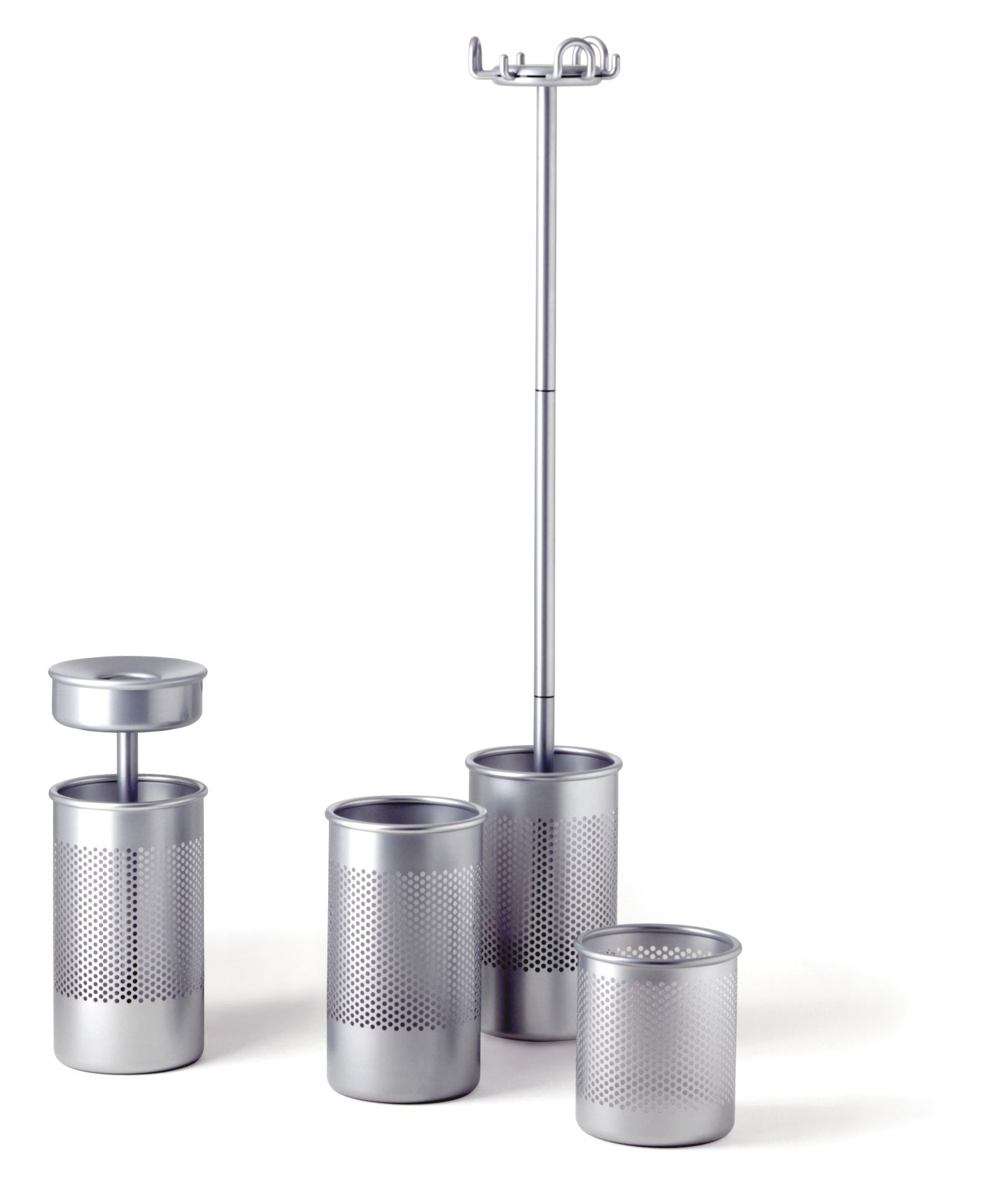 Cribbio Kleiderständer mit Schirmständer von Rexite, silbernes Metall, modernes Design für Garderobe und Flur.