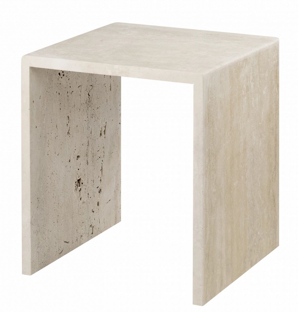 Blomus Varu Beistelltisch aus Travertin, ein moderner Akzenttisch für Wohnzimmer und Schlafzimmer, minimalistisches Design.
