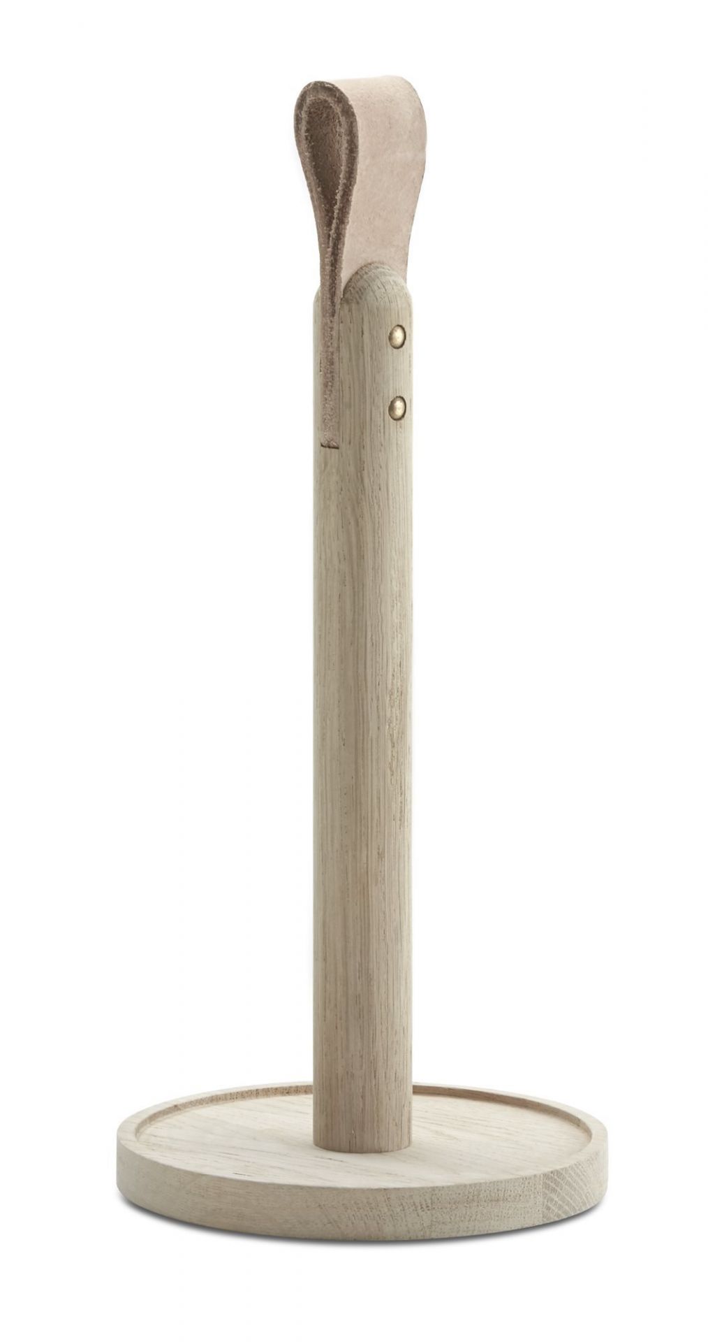 Norr Küchenrollenhalter aus hellem Holz mit Ledergriff von Skagerak by Fritz Hansen.