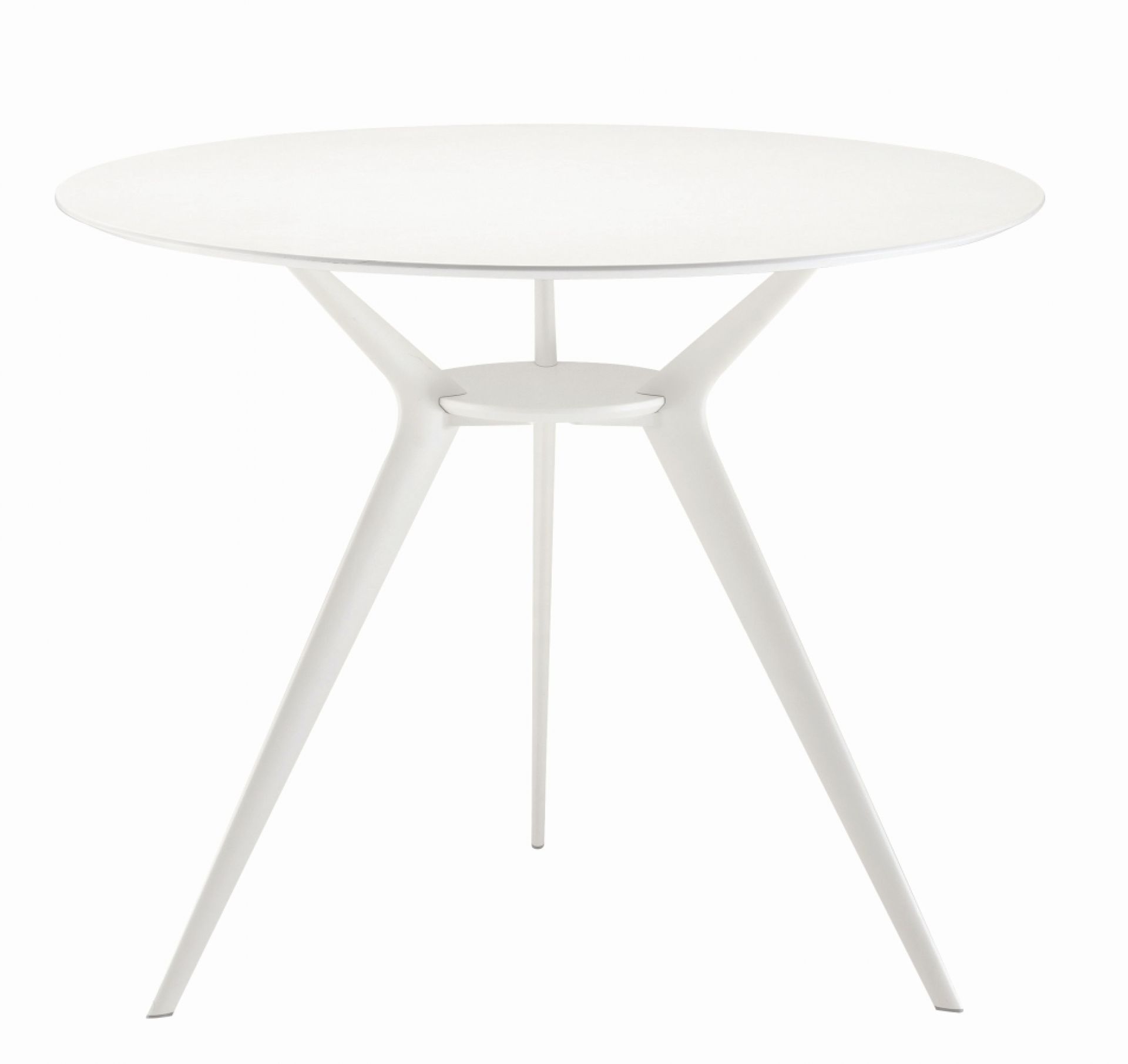 Weißer, runder Biplane Tisch von Alias mit drei Beinen für Esszimmer und Wohnbereich.