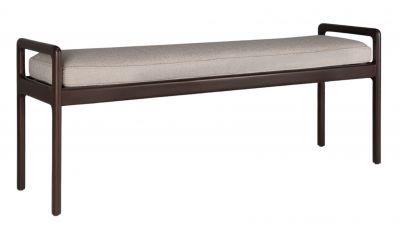 Jack Bank von Ethnicraft mit Sitzpolster in Elfenbein, moderne Holzbank für Wohnzimmer und Flur.