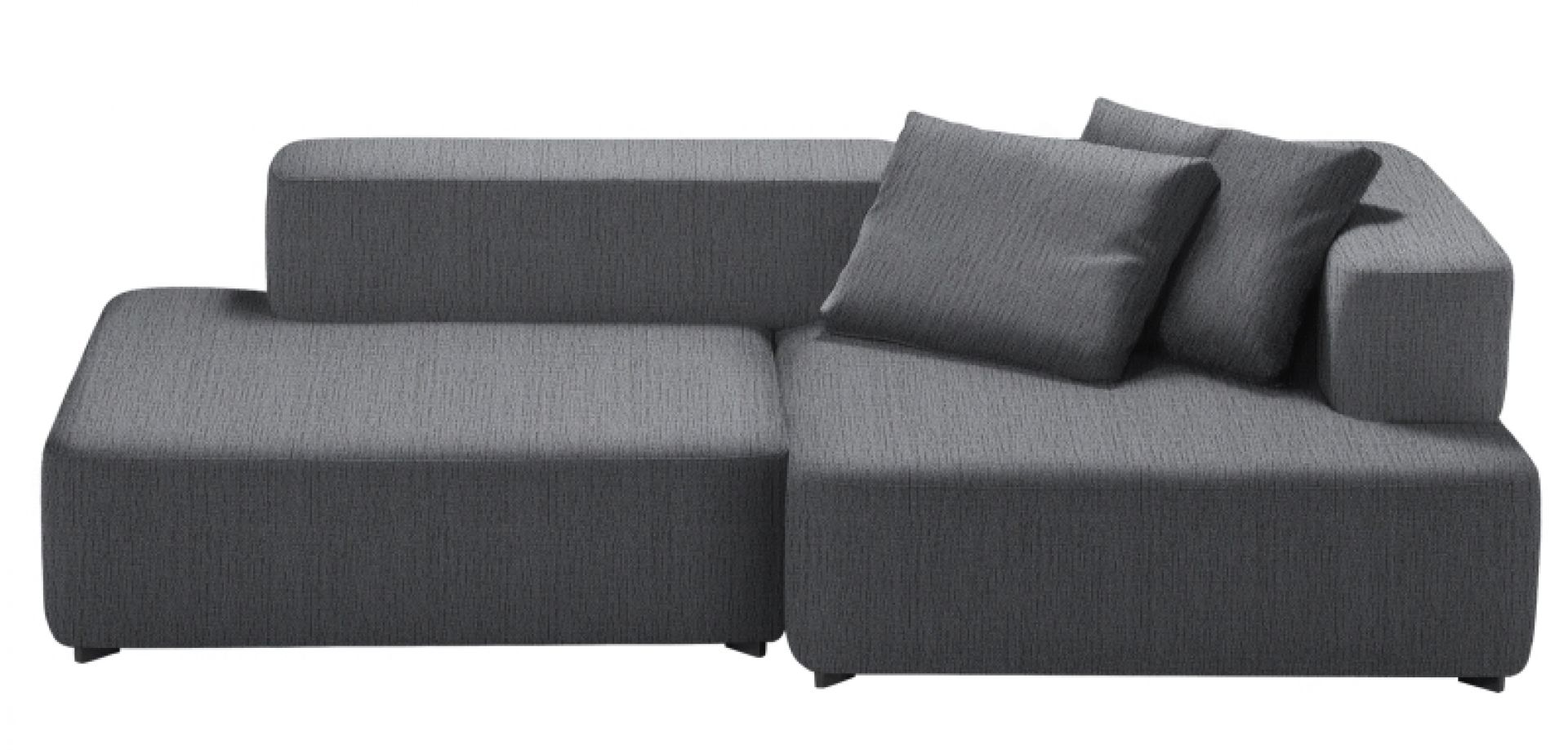 Graues Alphabet Sofa von Fritz Hansen, 2-Sitzer mit Armlehne rechts und Kissen.