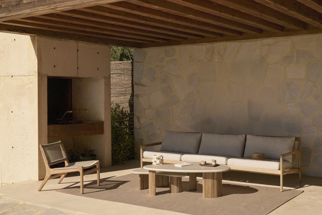 Jack Woven Outdoor Loungsessel Teak Kordel Beige Ethnicraft