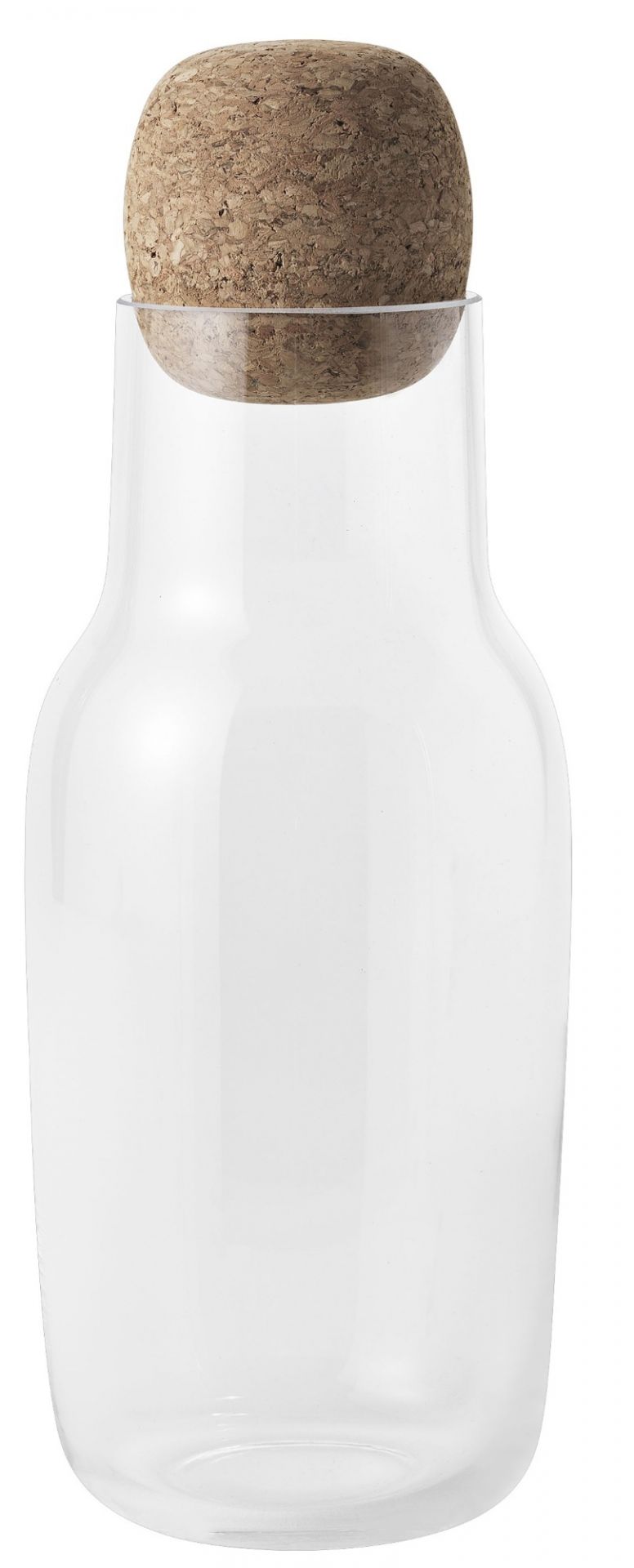 Klare Corky Karaffe von Muuto mit großem Korkenverschluss, ideal für Wasser und Saft.