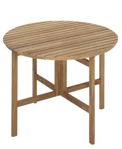 Selandia Beistelltisch Ø 94 von Skagerak: Klappbarer Outdoor-Tisch aus Teakholz für Garten und Terrasse.