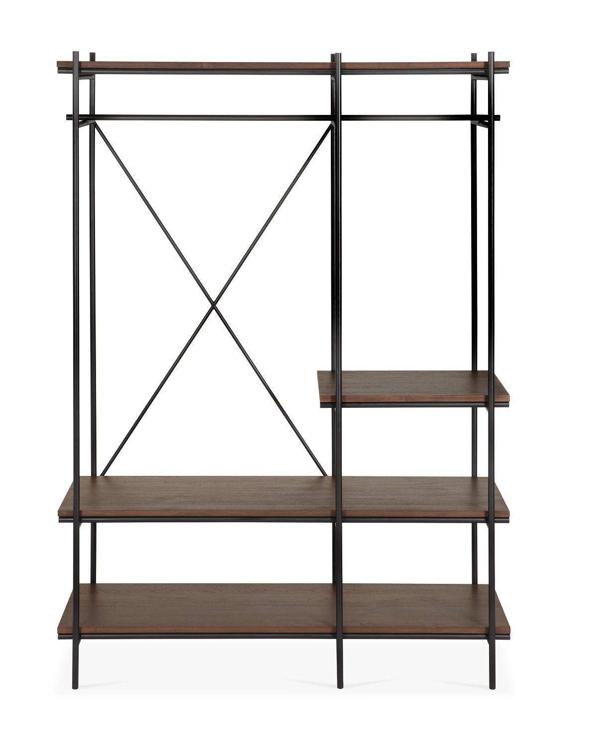 Oscar Hängeregal von Ethnicraft: Modernes Regal mit Kleiderstange und Holzregalböden für Schlafzimmer und Ankleidezimmer.