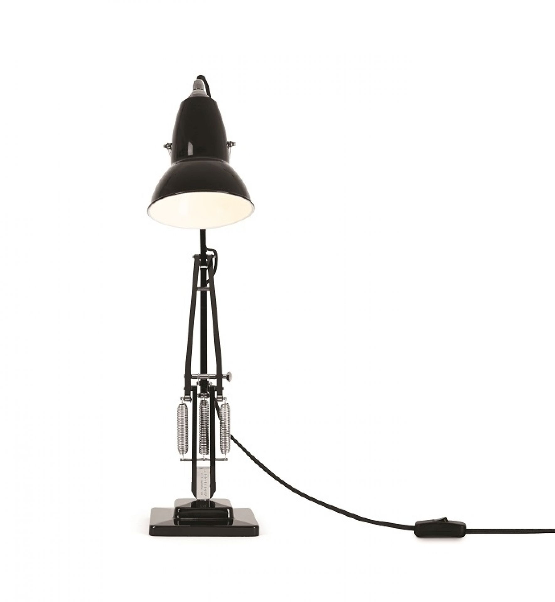 Schwarze Anglepoise Original 1227 Tischleuchte: Verstellbare Schreibtischlampe mit Federmechanismus für Büro und Arbeitszimmer.