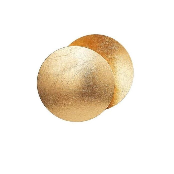 Goldene Lederam Wandleuchte von Catellani & Smith, moderne Wandbeleuchtung mit zwei runden Scheiben.