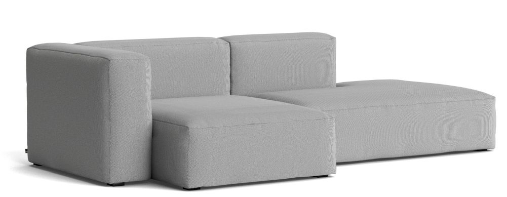 Graues Mags Sofa 2,5-Sitzer mit Armlehne links, moderner Stoffbezug, bequemes Wohnzimmermöbel.